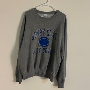 Russell Athletic Gray Sweatshirt with Blue and Red Logo